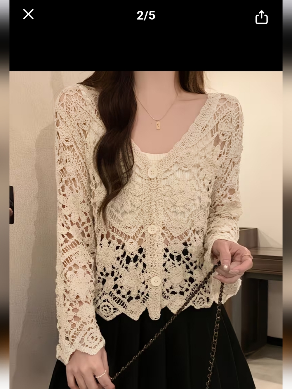 Crochet Button-Front Cardigan - Cream NWOT(L)